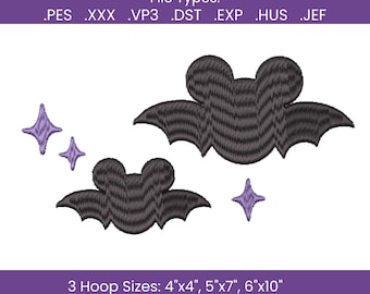 Mouse Bats Halloween Embroidery File (PES, HUS, JEF)