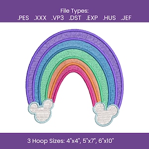 Mickey Rainbow Machine Embroidery File: Theme Park Design (PES, HUS, JEF)