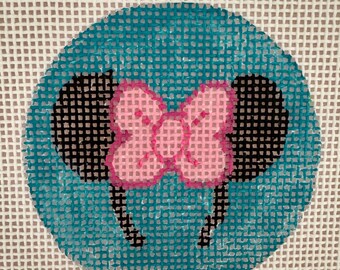 Hand Painted Mouse Ears Needlepoint Canvas: Beginner Christmas Ornament