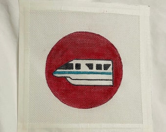 Monorail Needlepoint Canvas: Hand-Painted Beginner Stitch (4x4" Circle)