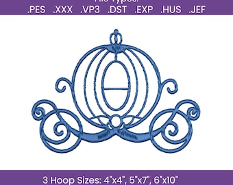 Princess Carriage Machine Embroidery Design: Cinderella (Digital File)