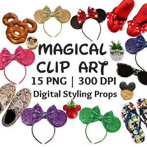 Magical Mouse Scene Creator: 15 PNG Clip Art Elements (300 DPI)