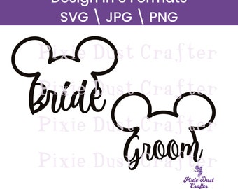 Sposo della sposa, matrimonio nel parco a tema, regali per camicie da sposa, orecchie da topo / SVG / PNG / JPG