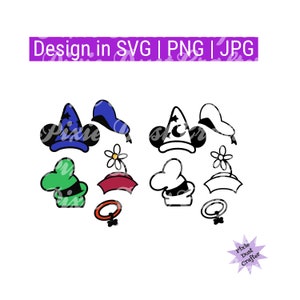 Fab Five Hats SVG / PNG / JPG Digital Cut Files for Cricut, Sorcerer's Hat, Dog Collar