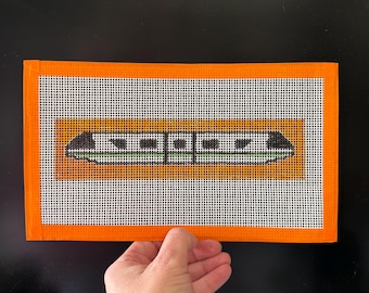 Monorail Hand Painted Needlepoint Canvas, Beginner Bookmark Stitch