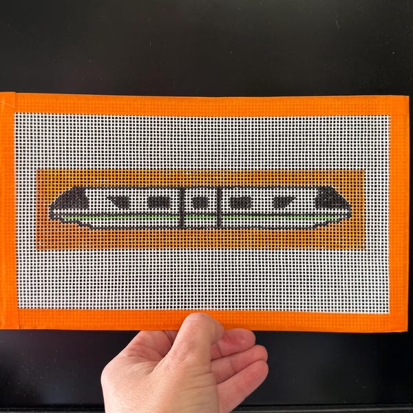 Monorail Hand Painted Needlepoint Canvas, Beginner Bookmark Stitch