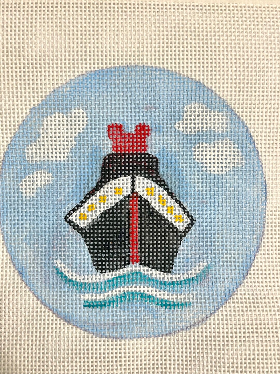 Mouse Cruise Ornament Hand Painted Needlepoint Canvas, Hand Painted