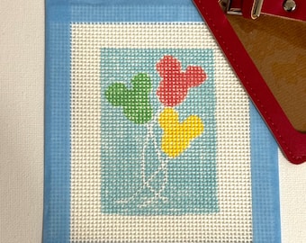Mouse Balloons Needlepoint Luggage Tag Kit, Beginner DIY