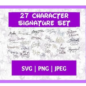 Character Princess Signature Autograph Set, Character Autographs, SVG | JPG | PNG