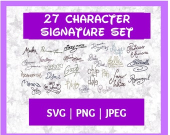 Character Princess Signature Autograph Set, Character Autographs, SVG | JPG | PNG