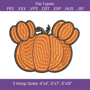 Mouse Pumpkin Machine Embroidery File, Mickey Halloween Embroidery File, PES, HUS, JEF
