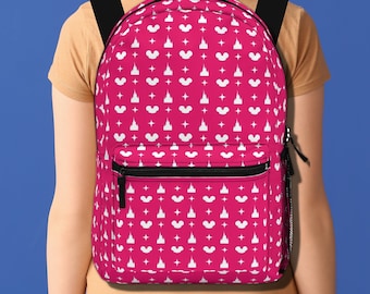 Castle and Mouse Ears Backpack, Mouse Ears Bag Pink and White, Vacation Bag, Mouse School Backpack, Diaper Bag