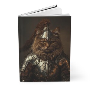 Epic Feline Fantasy Journal, Cat Lover&#39;s Notebook, Unique Gifts for Creatives, Hard Cover Writing Diary, Medieval Cat Art