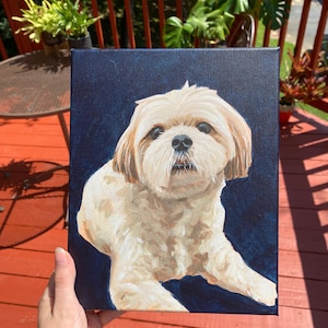 Custom Pet Portrait: Hand-Painted Acrylic Dog or Cat on Canvas