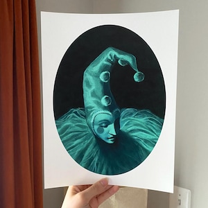 Impresión de Pierrot sereno - Cuadro inspirado en un payaso - Decoración de pared de 30 cm