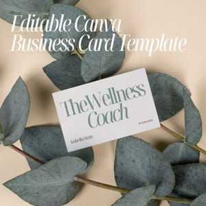 Visitekaartje voor wellnesscoach | Minimalistische canvassjabloon | Bewerkbaar digitaal visitekaartje voor holistische en gezondheidscoaches