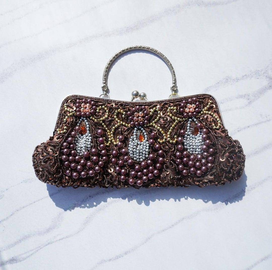 Beaded Evening Clutch – Vintage Retro Art Deco Bridal Purse With ...