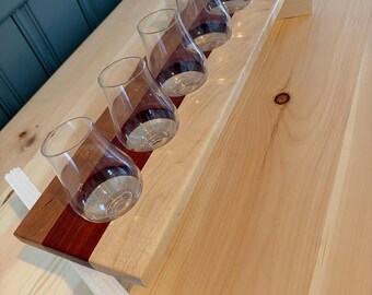 Maple, Cherry, Padauk & Purpleheart Glencairn Flight Board – 5 Glass Set