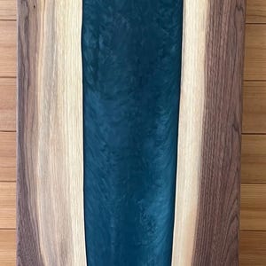 Large Walnut & Blue Epoxy Charcuterie Board | River Serving Tray | Handmade | Food Safe Finish | 36x12 | Rubber Feet | Gift Ready