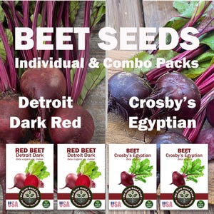 Beet Seeds for Planting - Detroit Dark Red, Crosby&#39;s Egyptian, or Combo Pack - Organic, Non-GMO, Heirloom Vegetable Seeds for Home Garden