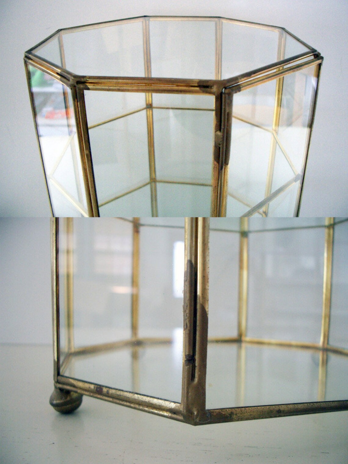 VINTAGE Table Top Glass Curio Case Etsy