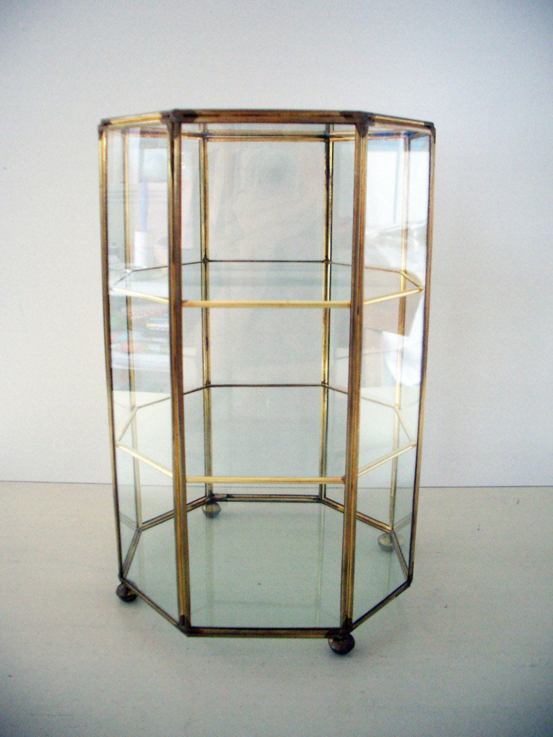 VINTAGE Table Top Glass Curio Case Etsy