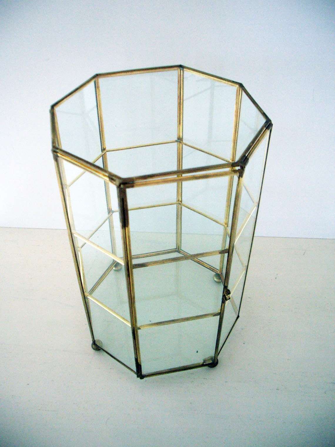 VINTAGE Table Top Glass Curio Case Etsy