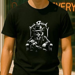 Cool Cat Mafia Tee | Cartoon Cat, Unisex T-Shirt, Funny Animal Shirt, Gift for Cat Lovers, Unique Pet Owner Gift