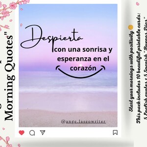 10 Tarjetas de Buenos Días – Descarga Digital – Cita Inspiradora en Inglés y Español