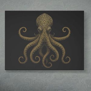 Bohemian Octopus Canvas Print, Nautical Art, Ocean Decor, Unique Wall Art, Sea Creature Home Gift, Coastal Living Design