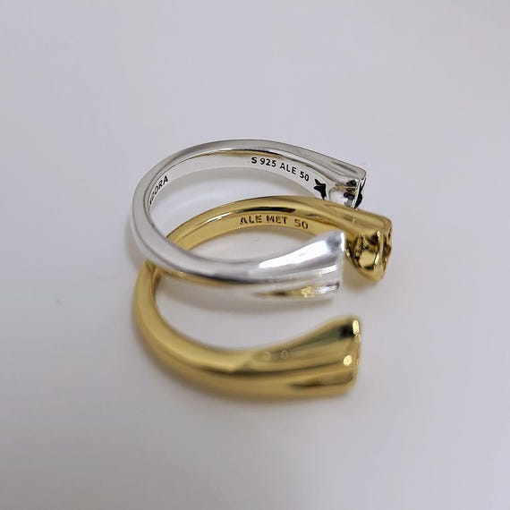 Pandora Silver and Gold Shooting Stars Open Ring Set