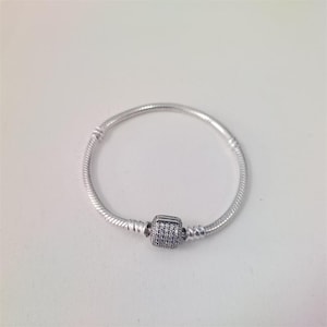 Pandora Silver Jewelry Chain Bracelet Heart Clasp Charm Snake Fashion