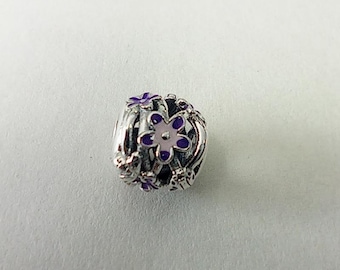 pandora openwork purple daisy sterling silver bead charm