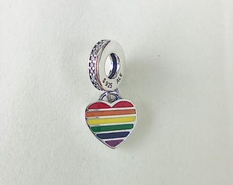pandora 925 rainbow LGBT heart pride pendant charm