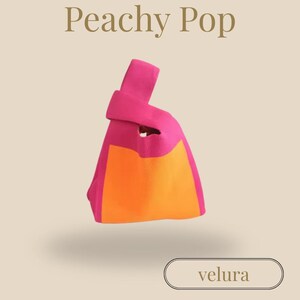Sac colore "Peach Pop" Sac  rose et orange, design geometrique coreen, fourre tout tendance et vif