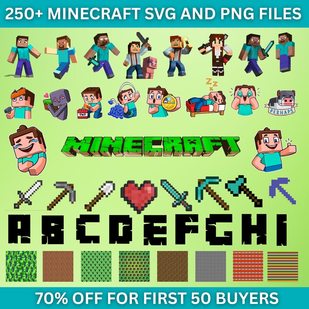 250+ Minecraft Png Bundle, Mine Clipart, Mine Png, Tshirt Design ...