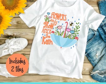 Spring Flowers PNG Designs: Mental Health Tulips, T-Shirt Graphics (Includes 2 Files)
