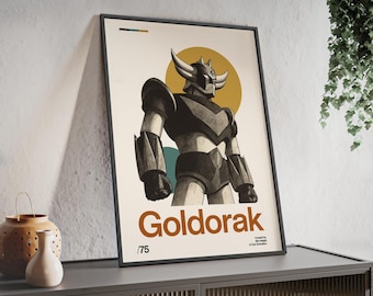 Póster enmarcado de Goldorak - Edición limitada /75 - Ilustración retro estilizada