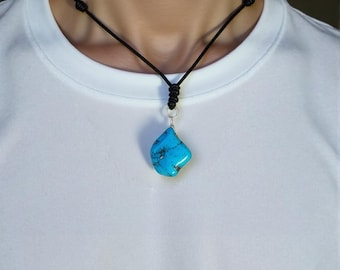 December Birthstone. Free Form Turquoise on Slip knot corded necklaces for both men and women.