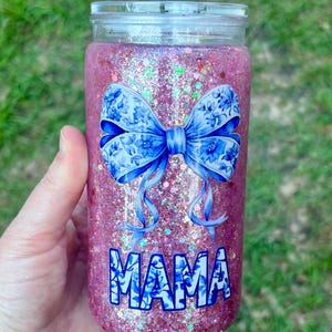 Snow Globe Tumbler 16 oz Acrylic- Mama