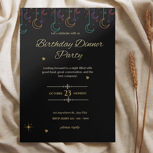 Birthday Dinner Invitation | Birthday Dinner Party | Birthday Invitation for Dinner | Dinner Party | Birthday Dinner Invitation Template
