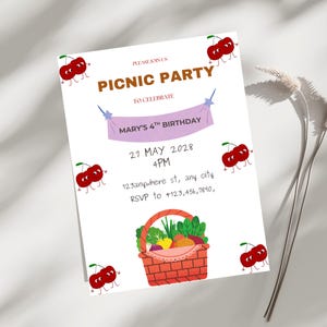 Picnic Birthday Party Invitation Template | Summer Outdoor Gathering Invite | Family Reunion | Birthday Invite Picnic | Birthday Picnic Card