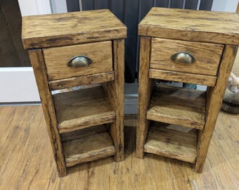 Reclaimed Timber Bedside Table with Drawer