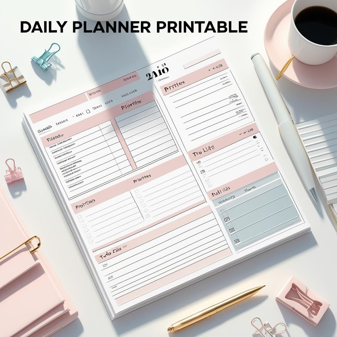 Daily Planner Printable | Time Blocking, Priorities & Goals | (A4 PDF ...