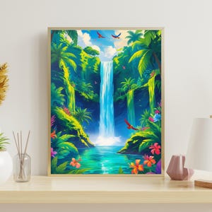Waterfall, Wall Art Print Waterfall, Waterfall Landscape Print, Waterfall Wall Art, Instant Digital Download, Printable Waterfall Landscape,