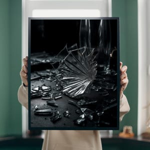 Wall Art Broken glass, Broken Glass Wall Decor, Black Print, Printable Wall Art, Digital Prints, Art Print, Digital Download, Wall Art