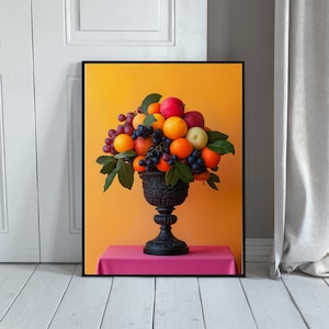 Wandkunst Früchte in der Vase, Bild als Geschenk, Digital Download, Geschenk für Mama, Wandbild, Digitaldruck, Abstrakte Wandkunst
