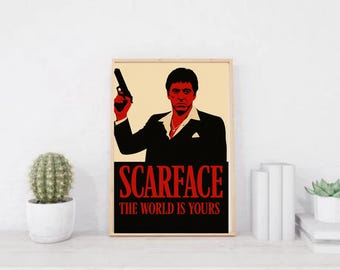 Scarface Digital Poster | Minimalist Movie Wall Art | Al Pacino Print | Graphic Art for Home Decor | Instant Download