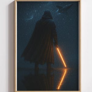 Star Wars Inspired Digital Print | Lightsaber Galaxy Wall Art | Sci-Fi Jedi-Inspired Poster | Printable Star Battle Decor | Digital Download