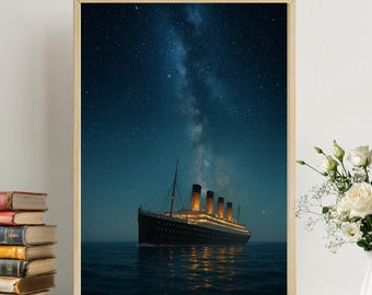 タイタニック号の設計図ポスター、船、航海をテーマにした壁掛けアート